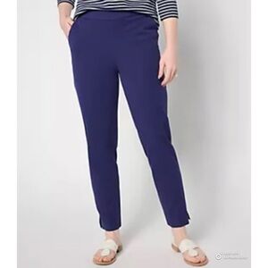 Isaac Mizrahi Live Petite 24/7 Stretch Icon Ankle Pant Cadet Navy Blue Size 8P